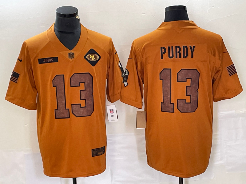 Men's San Francisco 49ers Brock Purdy #13 Brown 2023 Salute To Service Retired Limited Jersey